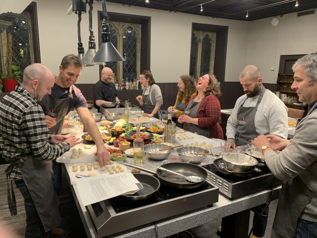 Human Made management team at a cooking class 